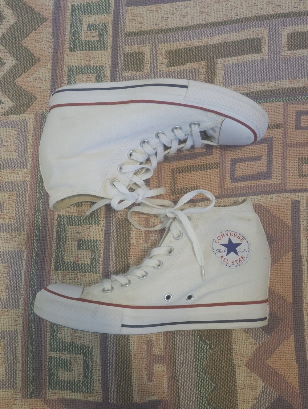 Converse White High Top Hidden Wedges Size 10